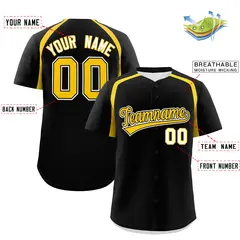 Black Gold Color Block Authentic Baseball Jersey 2