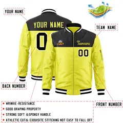 Black Gold Color Block Varsity Letterman Bomber Jacket 2