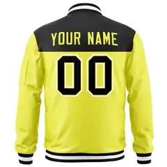 Black Gold Color Block Varsity Letterman Bomber Jacket 4
