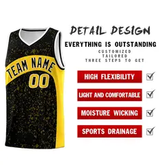 Black Gold Dot Graffiti Irregular Pattern Basketball Jersey 2