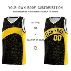 Black Gold Dot Graffiti Irregular Pattern Basketball Jersey 3