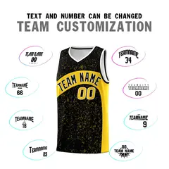 Black Gold Dot Graffiti Irregular Pattern Basketball Jersey 4