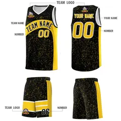 Black Gold Dot Graffiti Irregular Pattern Basketball Jersey 5