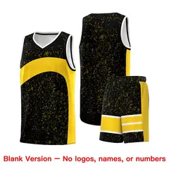 Black Gold Dot Graffiti Irregular Pattern Basketball Jersey 7