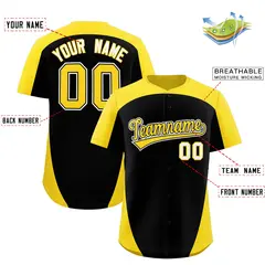 Black Gold Edge Color Block Authentic Baseball Jersey 2