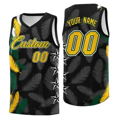 Black Gold Feather Series Graffiti Pattern Basketball Jersey 1