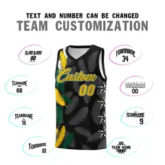 Black Gold Feather Series Graffiti Pattern Basketball Jersey 4