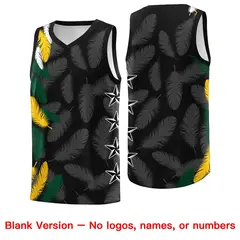 Black Gold Feather Series Graffiti Pattern Basketball Jersey 6