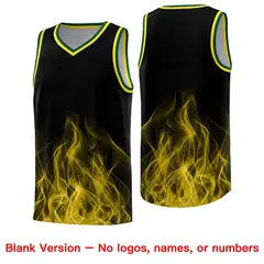 Black Gold Flame Graffiti Pattern Basketball Jersey 6