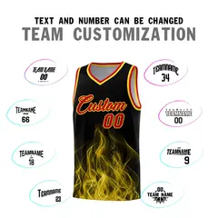 Black Gold Flame Graffiti Pattern Quick-Drying Basketball Jersey 4