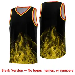 Black Gold Flame Graffiti Pattern Quick-Drying Basketball Jersey 6