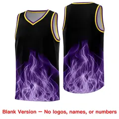 Black Gold Flame Graffiti Sublimation Printed Basketball Jersey 6