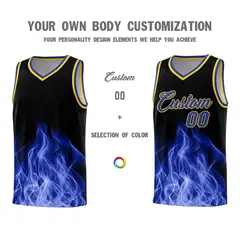 Black Gold Flame Graffiti Wrinkle-Resistant Basketball Jersey 3