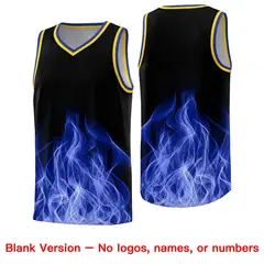 Black Gold Flame Graffiti Wrinkle-Resistant Basketball Jersey 6