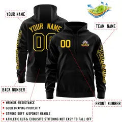 Black Gold Full-Zip Varsity Letterman Jacket Hoodie 4