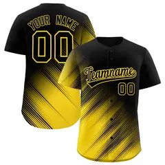 Black Gold Gradient Diagonal Stripe Fashion Baseball Jersey