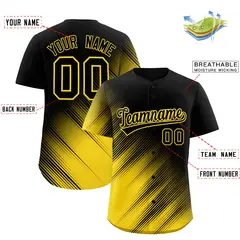 Black Gold Gradient Diagonal Stripe Fashion Baseball Jersey 2