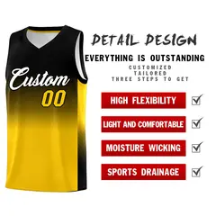 Black Gold Gradient Fashion Sports Uniform Basketball Jersey 2