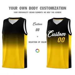 Black Gold Gradient Fashion Sports Uniform Basketball Jersey 3