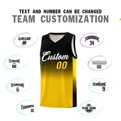 Black Gold Gradient Fashion Sports Uniform Basketball Jersey 4