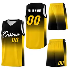 Black Gold Gradient Fashion Sports Uniform Basketball Jersey 7