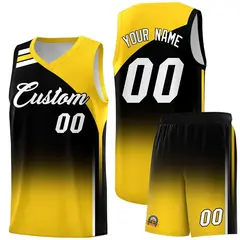 Black Gold Gradient Fashion Sports Uniform Basketball Jersey 1