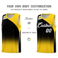 Black Gold Gradient Fashion Sports Uniform Basketball Jersey 3