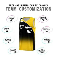 Black Gold Gradient Fashion Sports Uniform Basketball Jersey 4