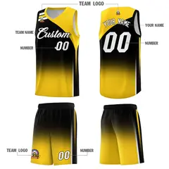 Black Gold Gradient Fashion Sports Uniform Basketball Jersey 5