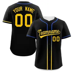 Black Gold Gradient Ribbed Authentic Baseball Jersey 1
