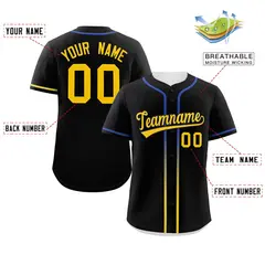Black Gold Gradient Ribbed Authentic Baseball Jersey 2