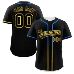 Black Gold Gradient Ribbed Authentic Baseball Jersey 1