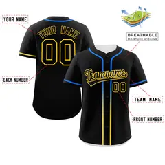 Black Gold Gradient Ribbed Authentic Baseball Jersey 2