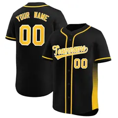 Black Gold Gradient Side Design Authentic Baseball Jersey