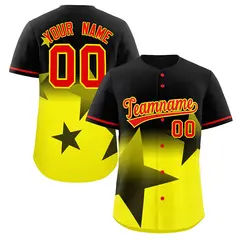 Black Gold Gradient Star Graffiti Authentic Baseball Jersey