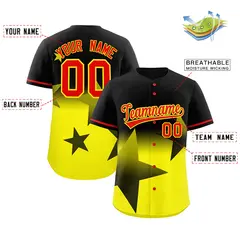 Black Gold Gradient Star Graffiti Authentic Baseball Jersey 2