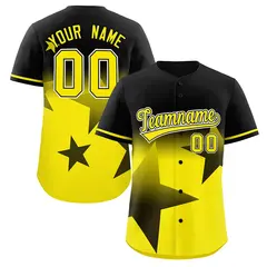 Black Gold Gradient Star Graffiti Authentic Baseball Jersey 1