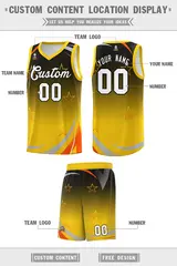 Black Gold Gradient Star Graffiti Pattern Basketball Jersey 2