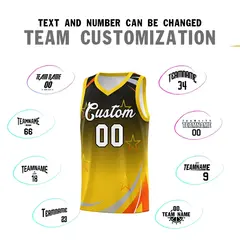 Black Gold Gradient Star Graffiti Pattern Basketball Jersey 3