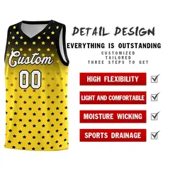 Black Gold Gradient Star Pattern Basketball Jersey Sets 2