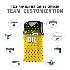 Black Gold Gradient Star Pattern Basketball Jersey Sets 4