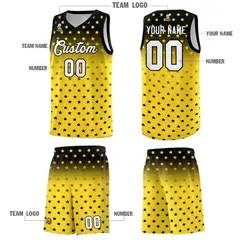 Black Gold Gradient Star Pattern Basketball Jersey Sets 5