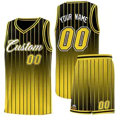 Black Gold Gradient Stripe Fashion Basketball Jersey
