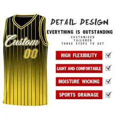 Black Gold Gradient Stripe Fashion Basketball Jersey 2