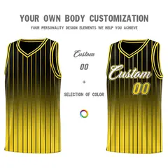 Black Gold Gradient Stripe Fashion Basketball Jersey 3