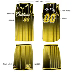 Black Gold Gradient Stripe Fashion Basketball Jersey 5