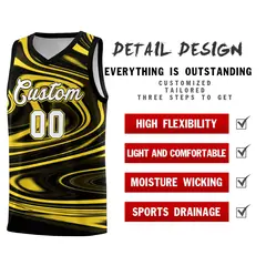 Black Gold Graffiti Fluids Basketball Uniform Jersey Sets 2