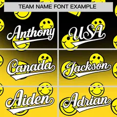 Black Gold Graffiti Gradient Smile Baseball Jersey 3
