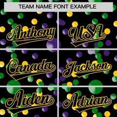 Black Gold Graffiti Mardi Gras Authentic Baseball Jersey 4