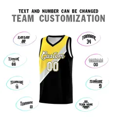 Black Gold Gray Diagonal Stripes Color Block Basketball Jersey 4